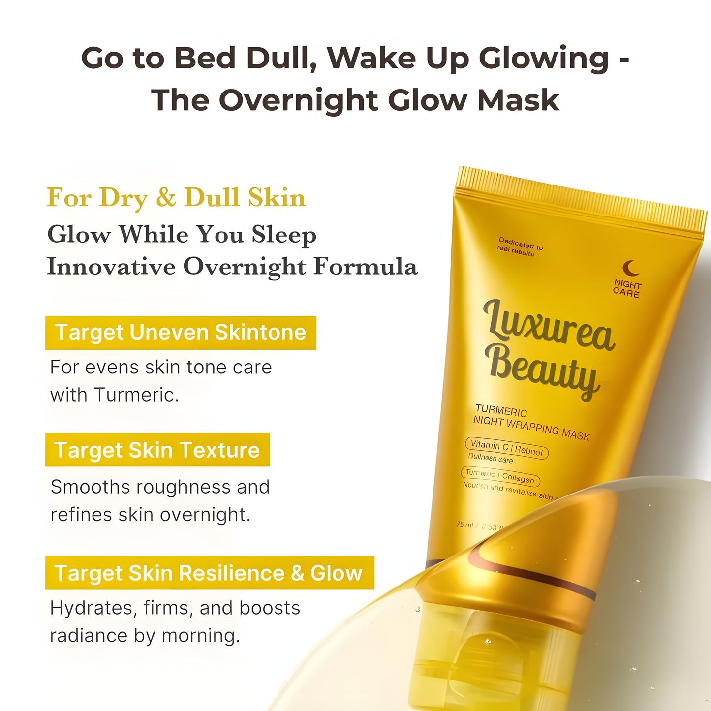 Golden Glow Kojic Acid & Turmeric Brightening Peel Off Mask - 75ml